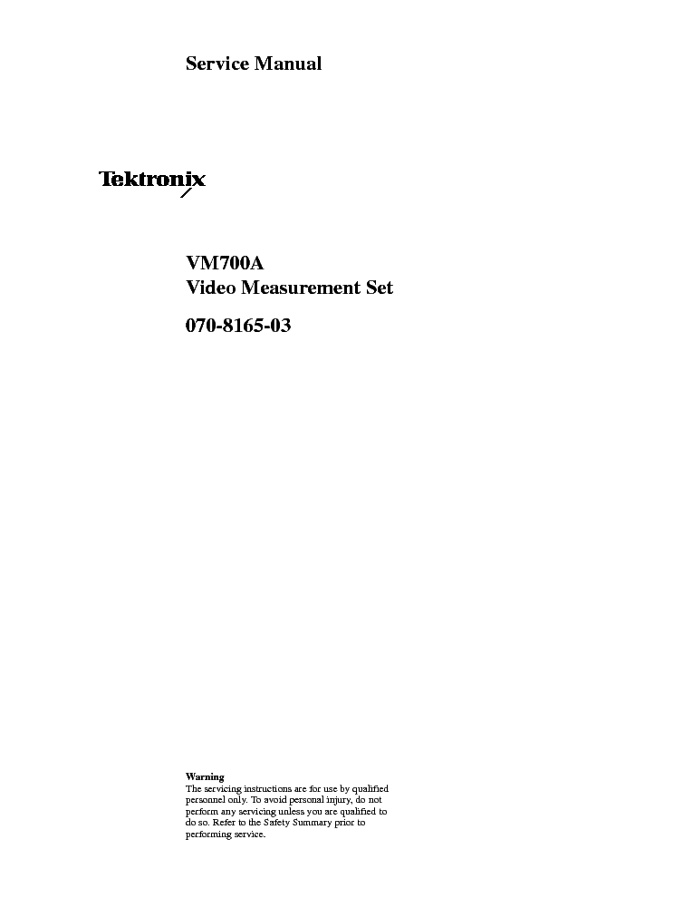 TEKTRONIX VM 700A service manual (1st page)