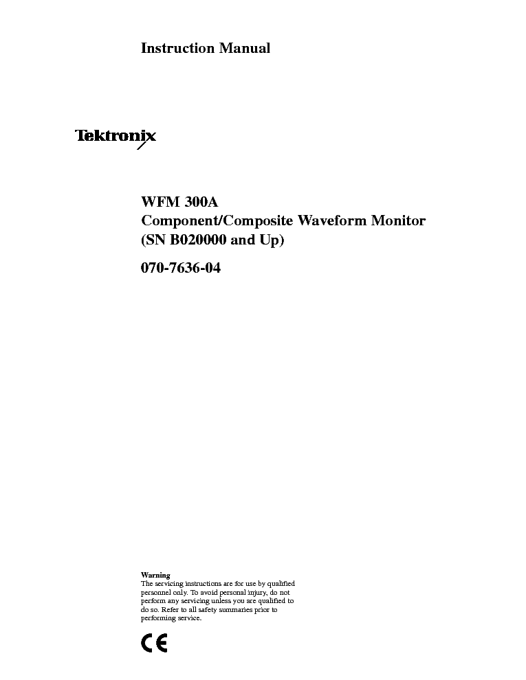 TEKTRONIX WFM300A WAVEFORM MONITOR service manual (1st page)