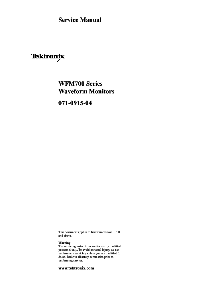 TEKTRONIX WFM700 service manual (1st page)
