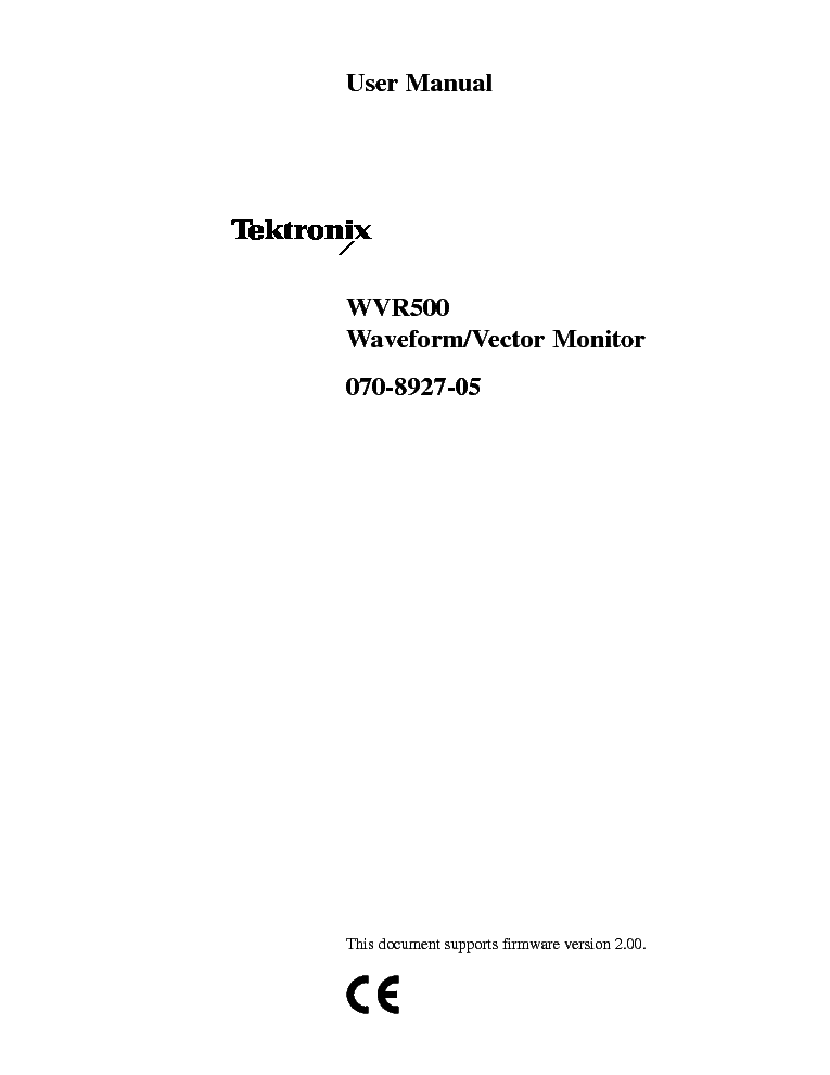 TEKTRONIX WVR-500 WAVEFORM VECTOR MONITOR USR. SM service manual (1st page)