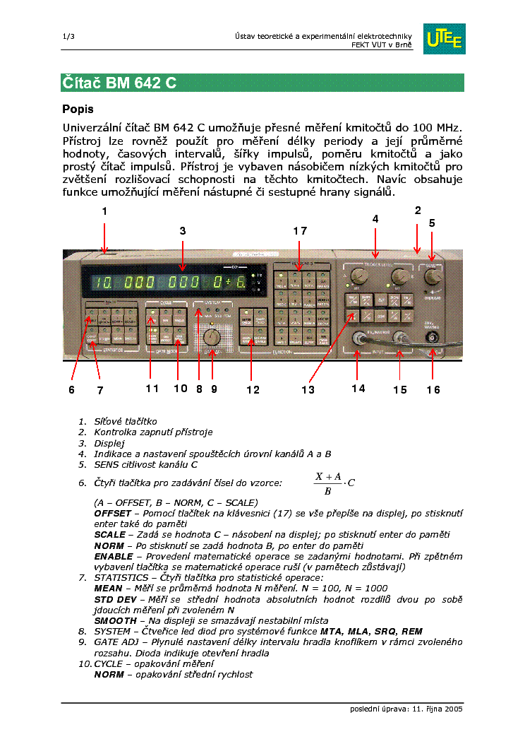 TESLA BM-642C 1250MHZ FREQUENCY COUNTER SM service manual (1st page)