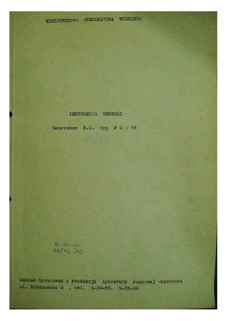 ZOPAN PO-14 RC GENERATOR service manual