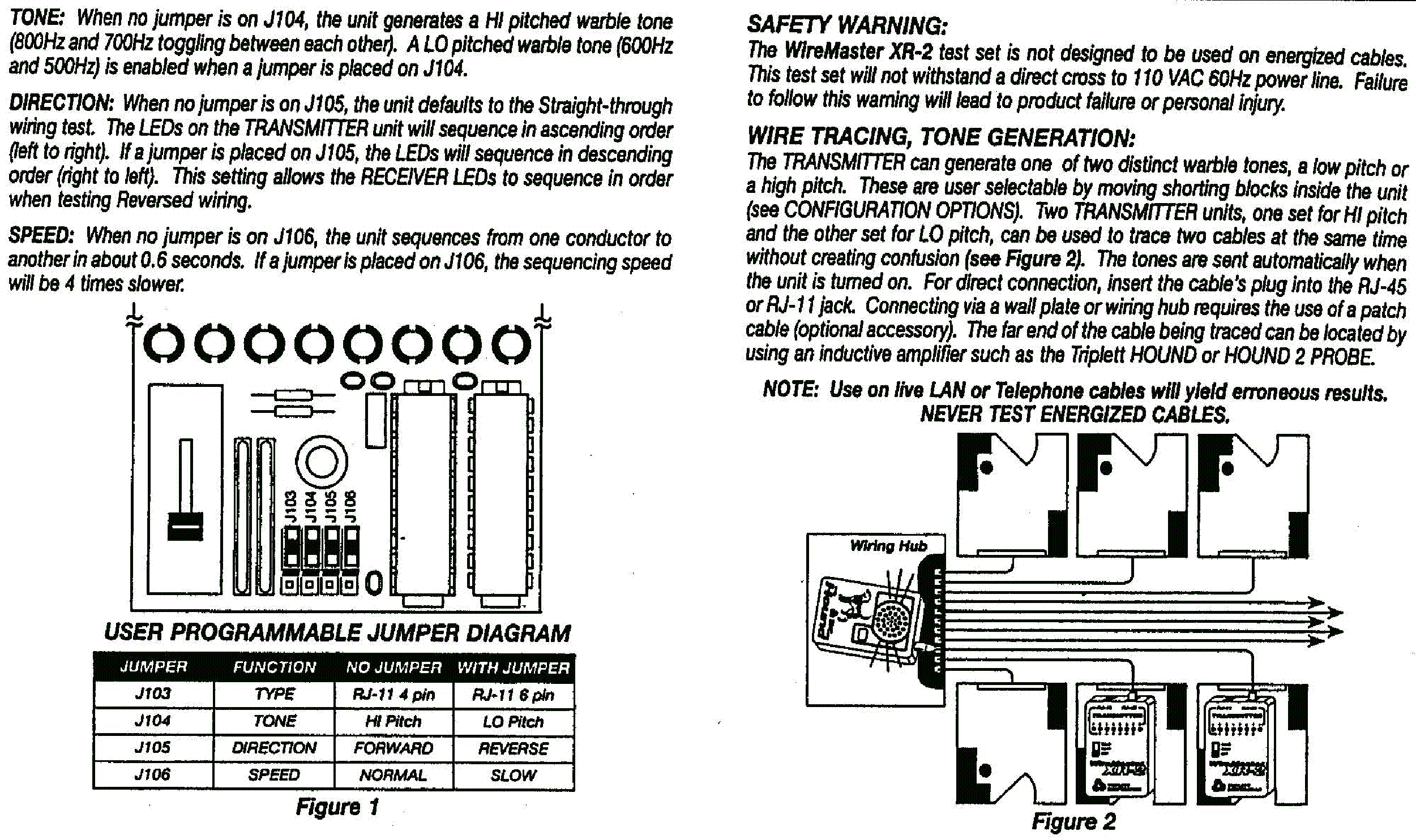 TRIPLETT MODELWIRE MASTER XR2 LANANDTELEPHONE CABLE VERIFIER INSTR
