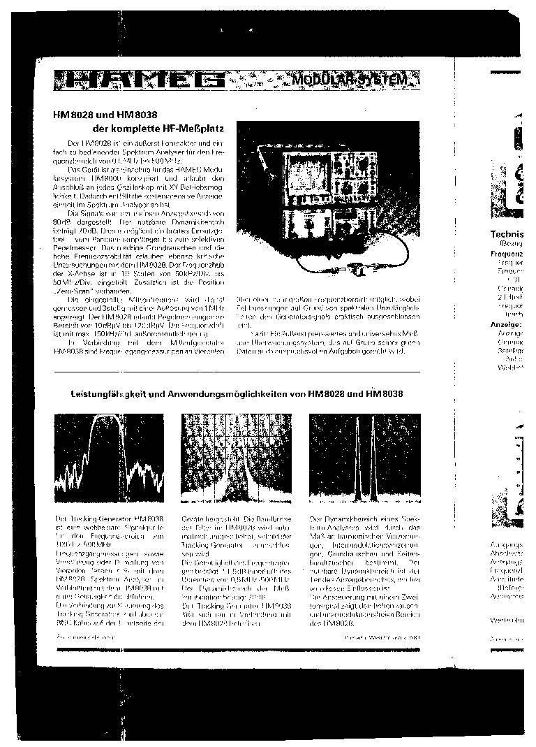 HAMEG 8028 8038 SPECTRUM ANALYZER TRACKING GENERATOR OPERATING INSTRUCTION service manual (2nd page)