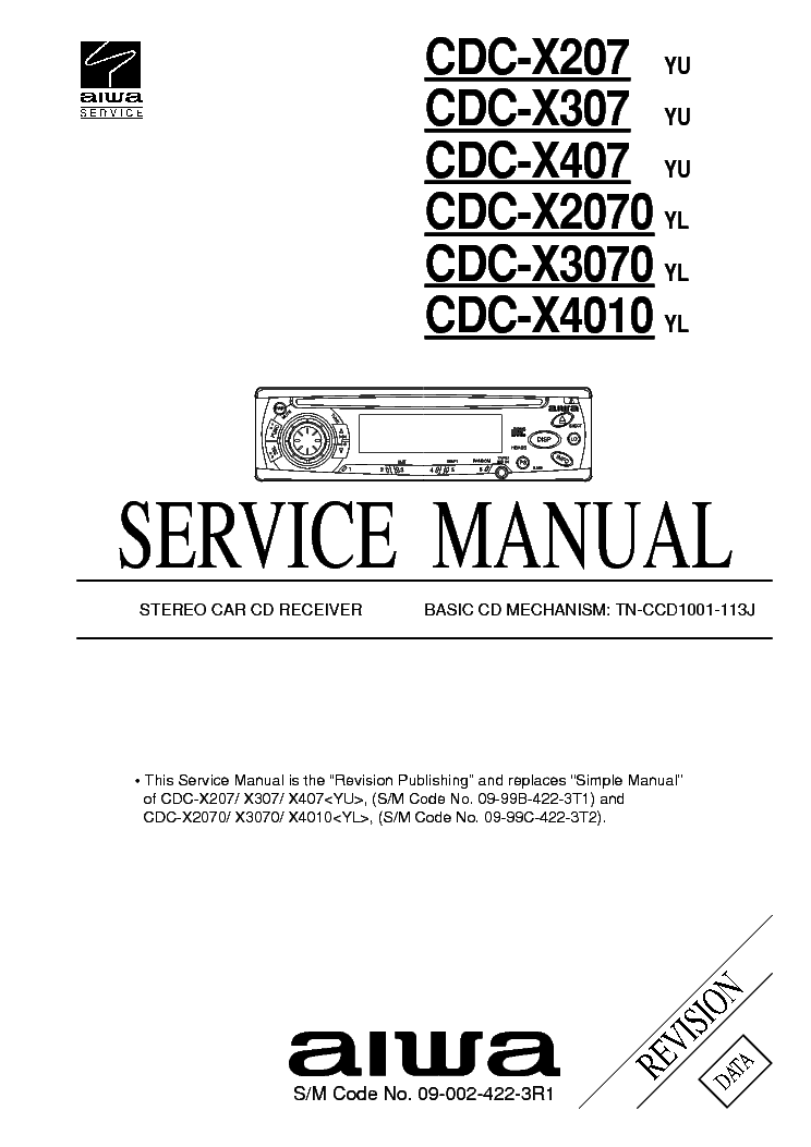 AIWA CDC-X207,X307,X407,X2070,X3070,X4010 SM service manual