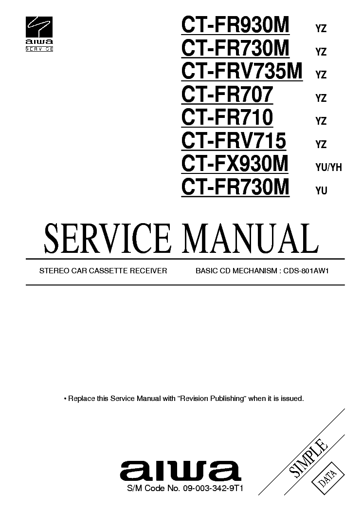 AIWA CT-FR707 FR710 FR730M FR930M FRV715 FRV735M FX930M SCH service manual