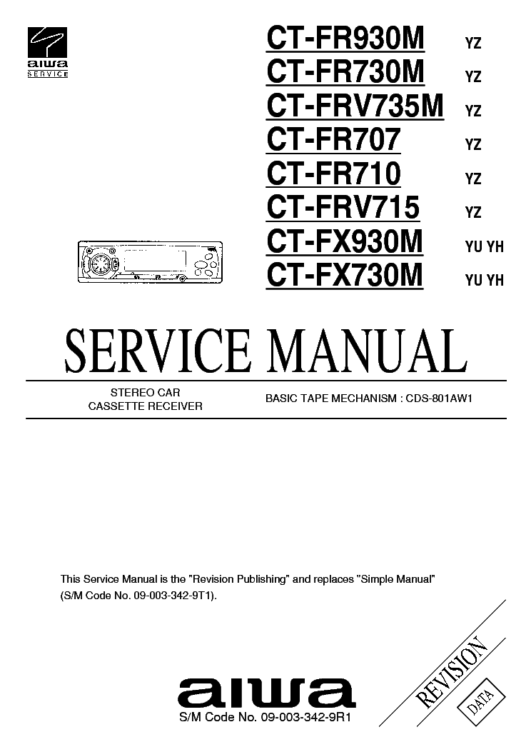 AIWA CT-FR707 FR710 FR730M FR930M FRV735M FRX730M FRX930M SM service manual