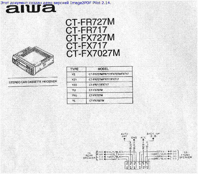 AIWA CT-FR717,FR727M,FX717,FX727M,FX7027M SCH service manual