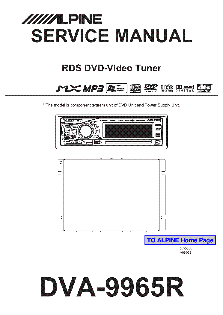ALPINE DVA-9965R SM service manual