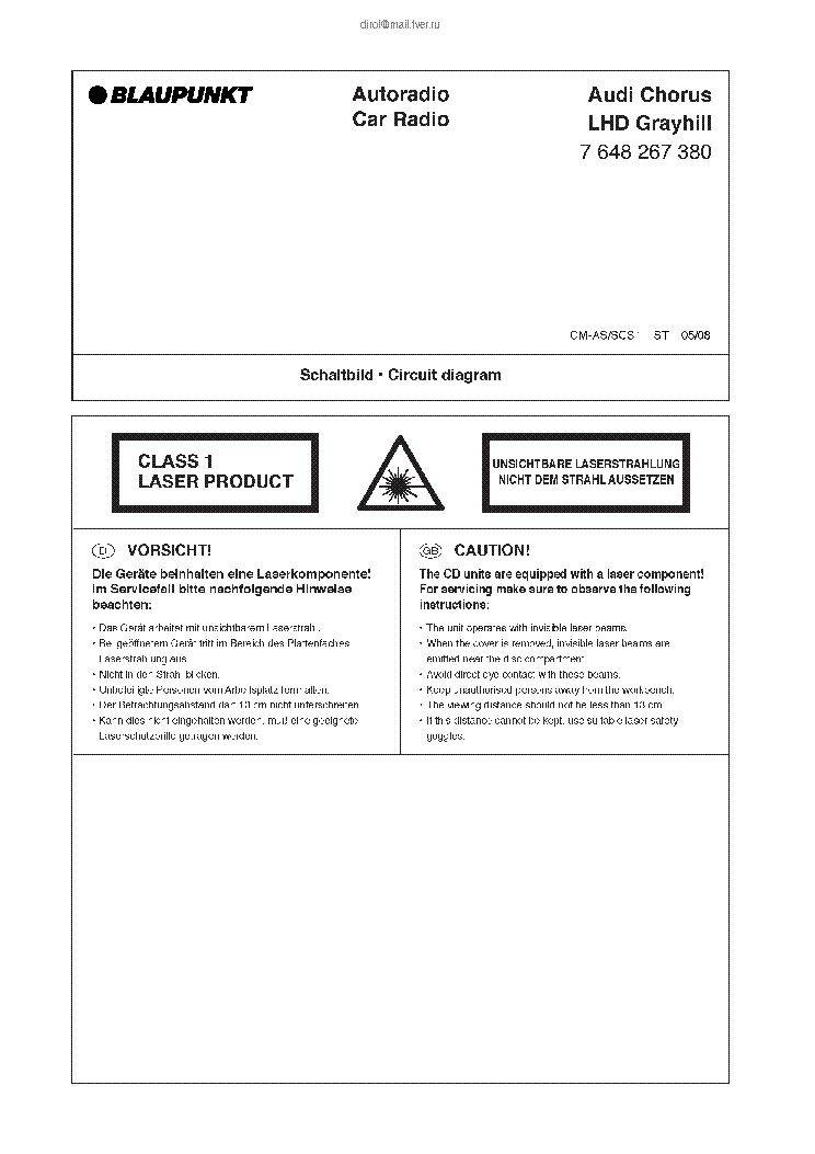 BLAUPUNKT AUDI CHORUS LHD GRAYHILL SCH service manual (1st page)
