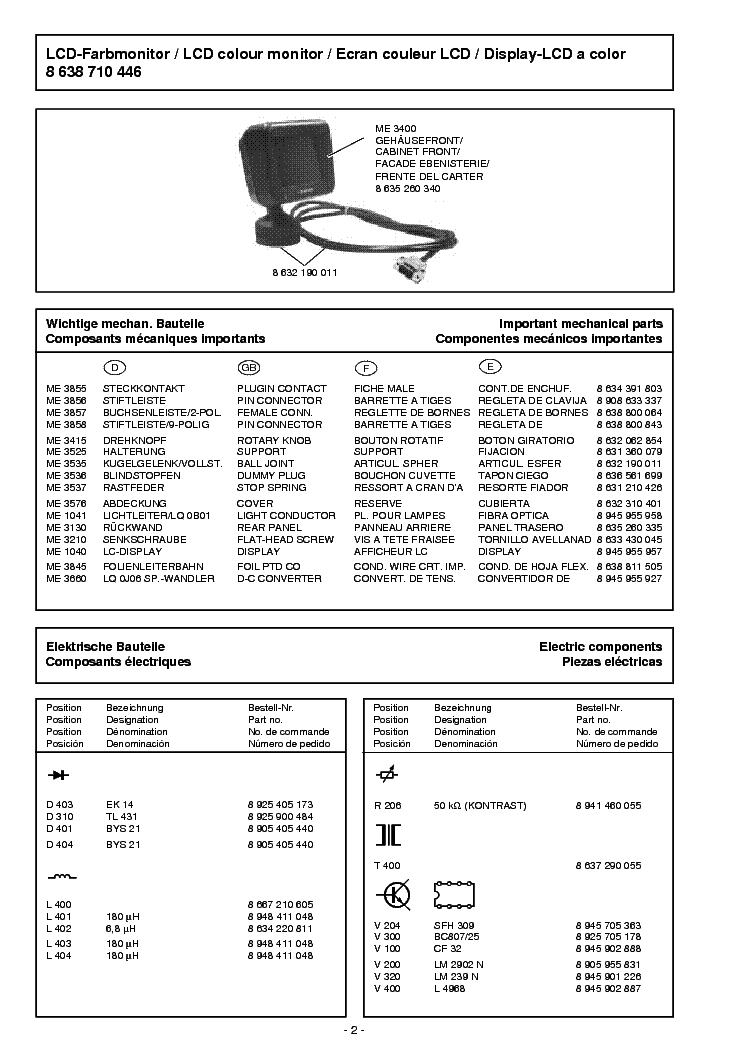 BLAUPUNKT BERLIN RCM303A PARTS LIST service manual (2nd page)