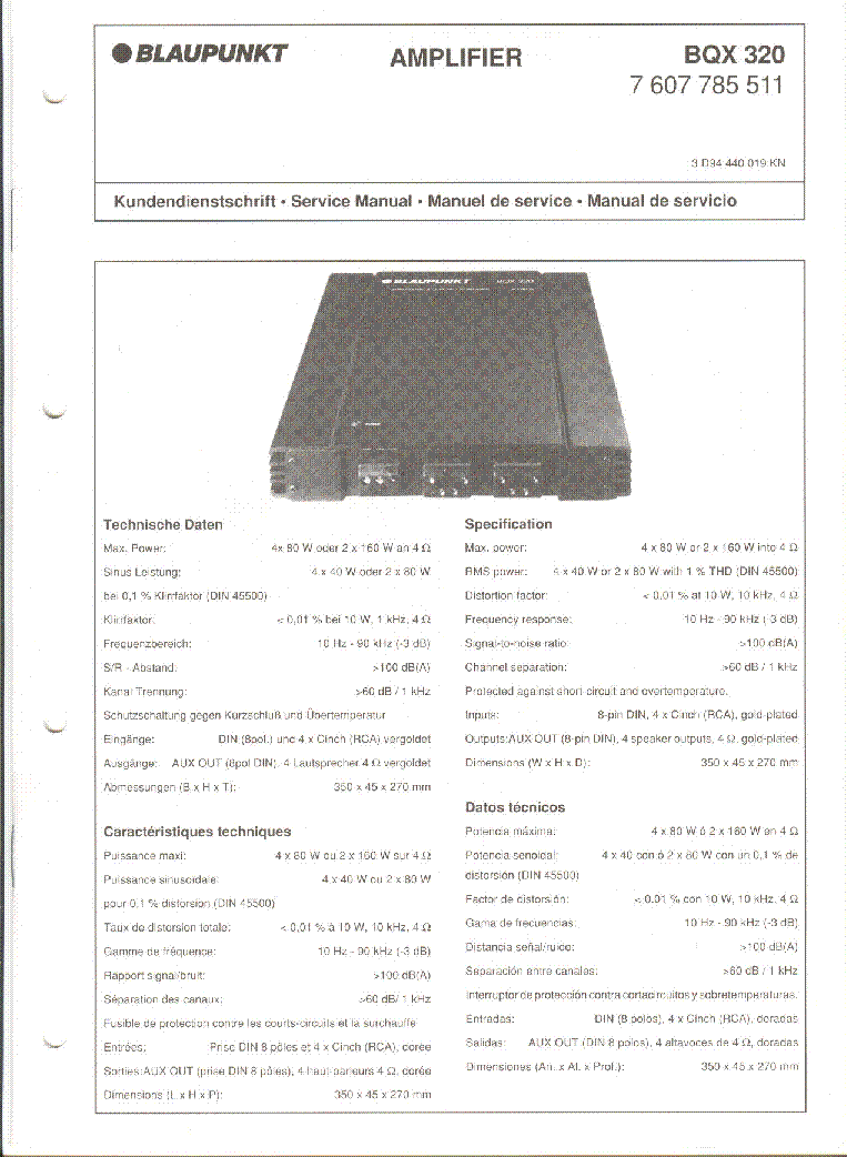 BLAUPUNKT BQX-320 SCH service manual (1st page)