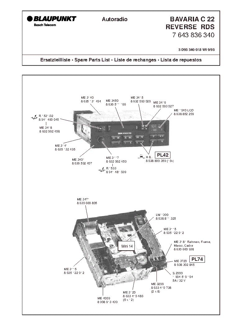BLAUPUNKT C22 BAVARIA service manual