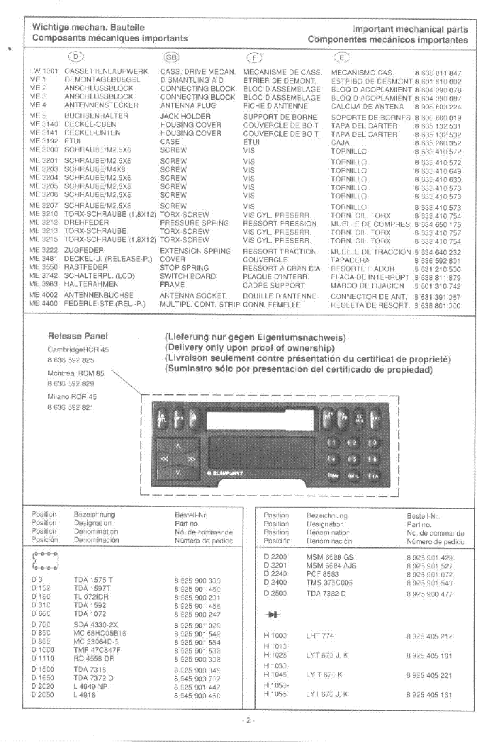BLAUPUNKT CAMBRIDGE RCR45 service manual (2nd page)