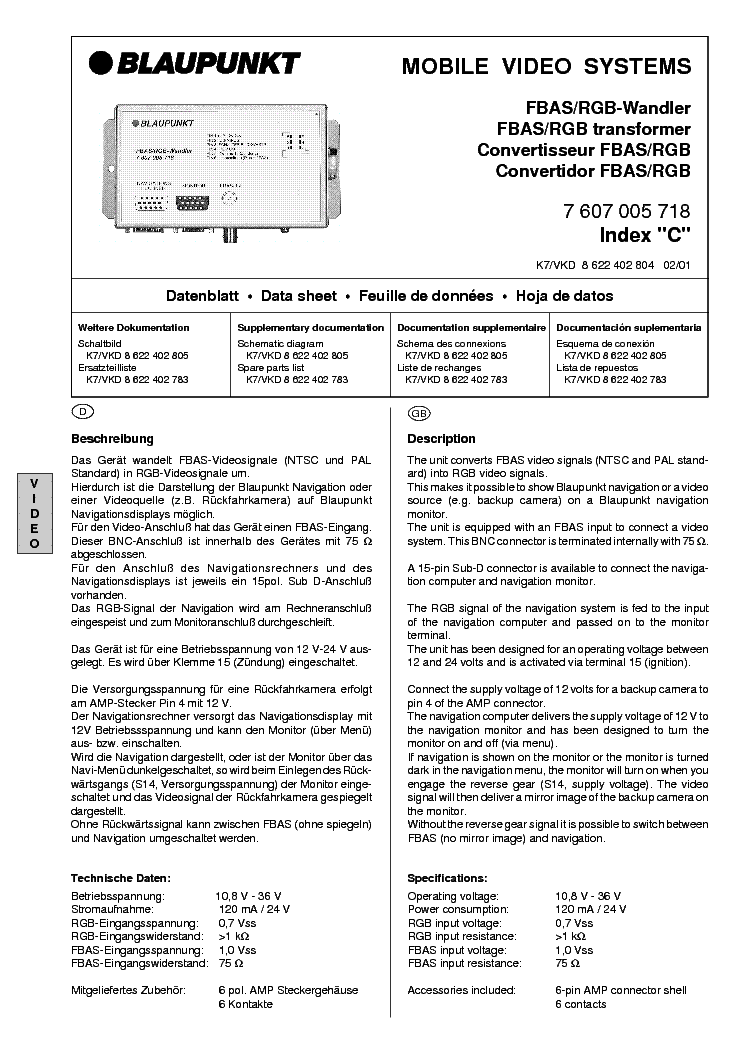 BLAUPUNKT FBAS-RGB TRANSFORMER service manual (1st page)