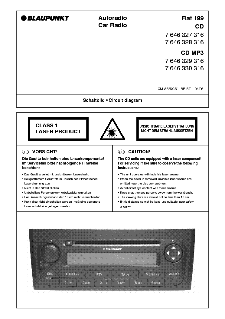 BLAUPUNKT FIAT 199 service manual (1st page)