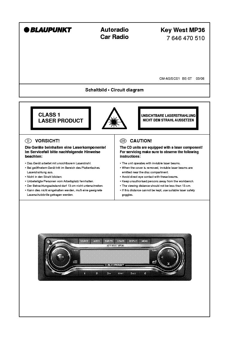 BLAUPUNKT KEY WEST MP36 service manual (1st page)
