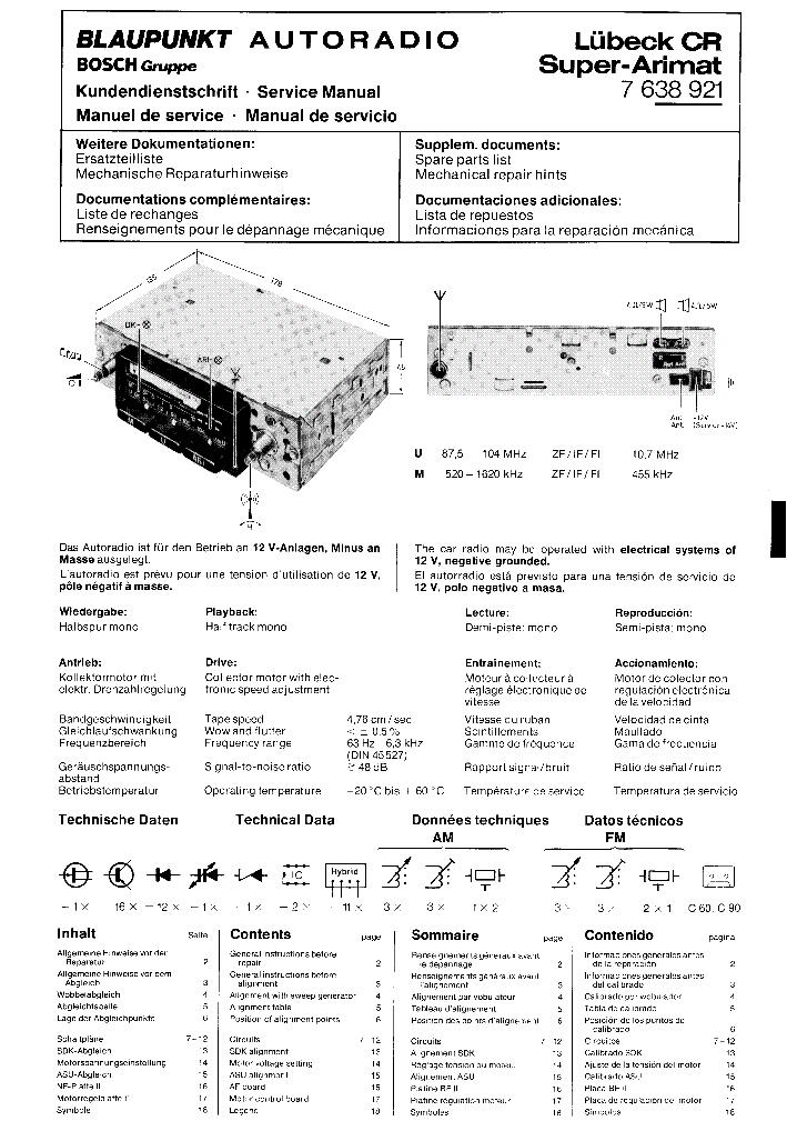 BLAUPUNKT LUEBECK CR SUPER-ARIMAT SM.PDF service manual (1st page)