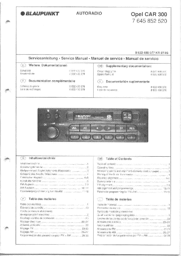 Blaupunkt car 300 инструкция