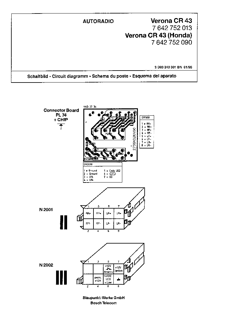 BLAUPUNKT VERONA CR43 service manual (1st page)