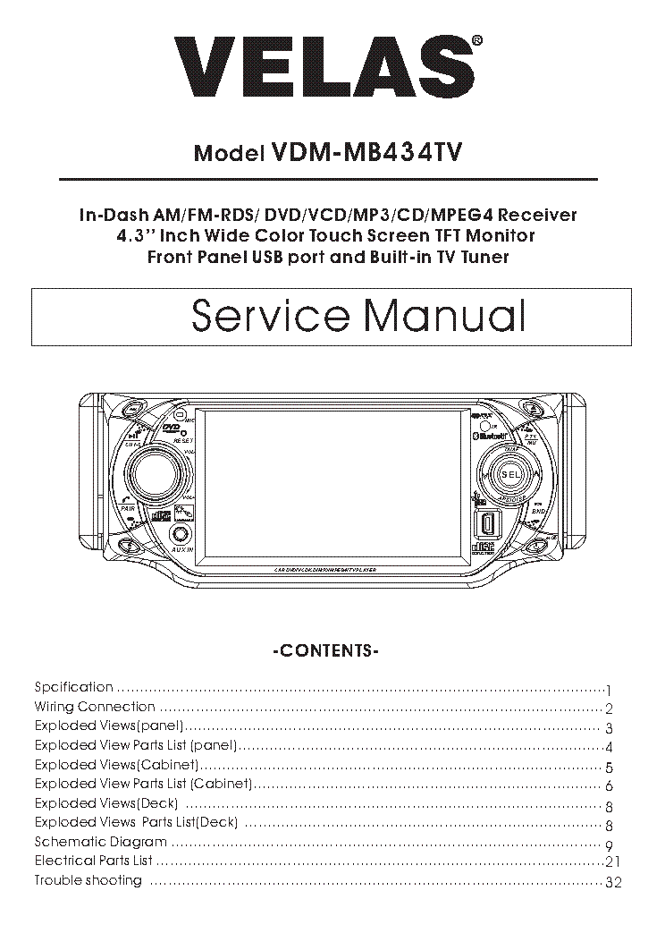 Автомагнитола Velas Vc-M854 Инструкция.Doc