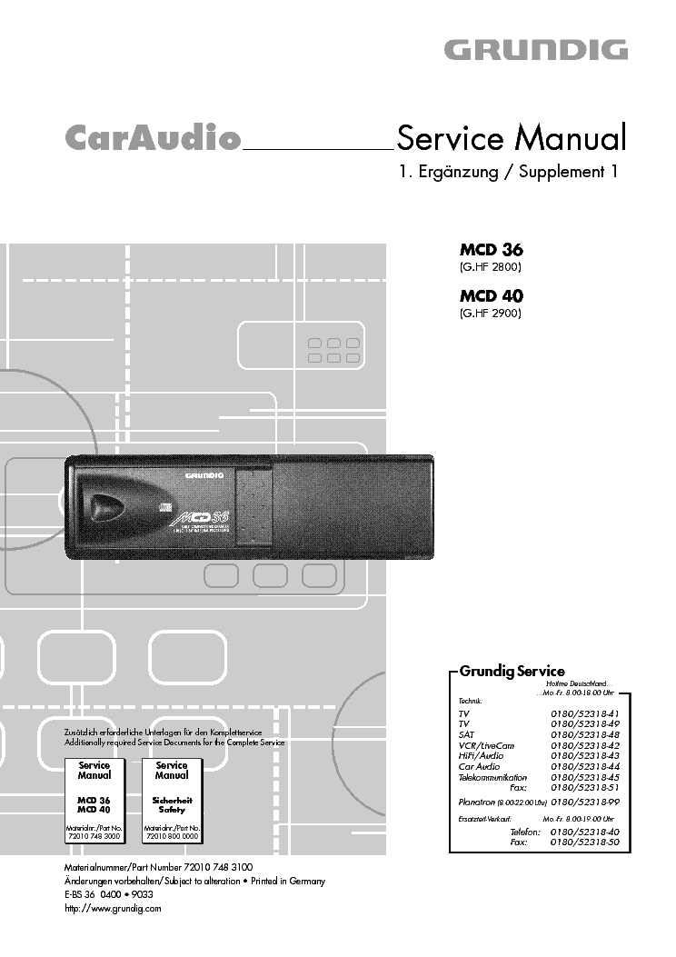 GRUNDIG MC36 MC40 SUPPLEMENT-1 SM service manual