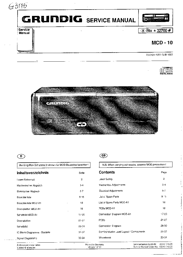 GRUNDIG MCD-10 service manual