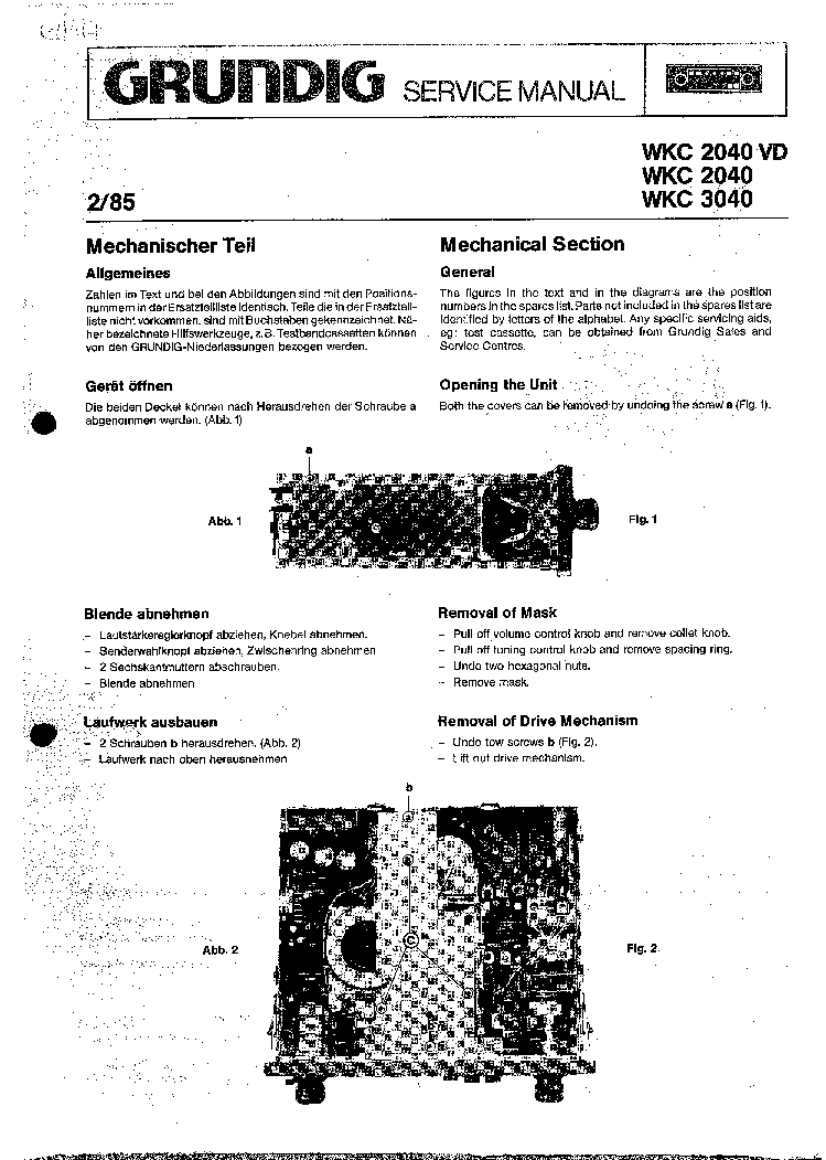 GRUNDIG WKC2040VD WKC3040 service manual