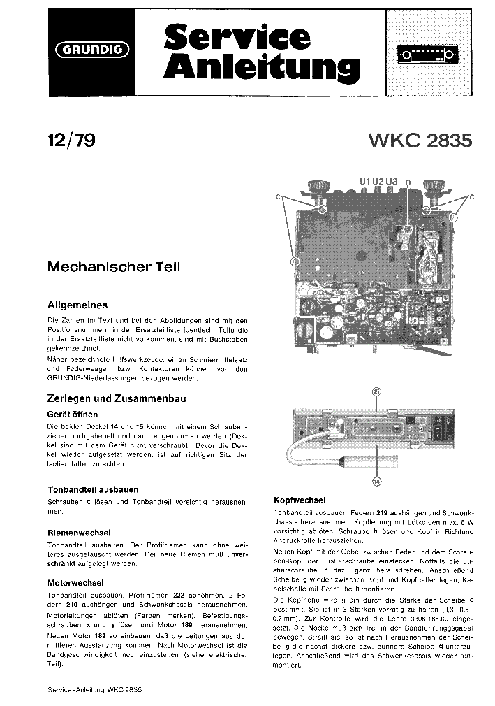 GRUNDIG WKC 2835 SM service manual