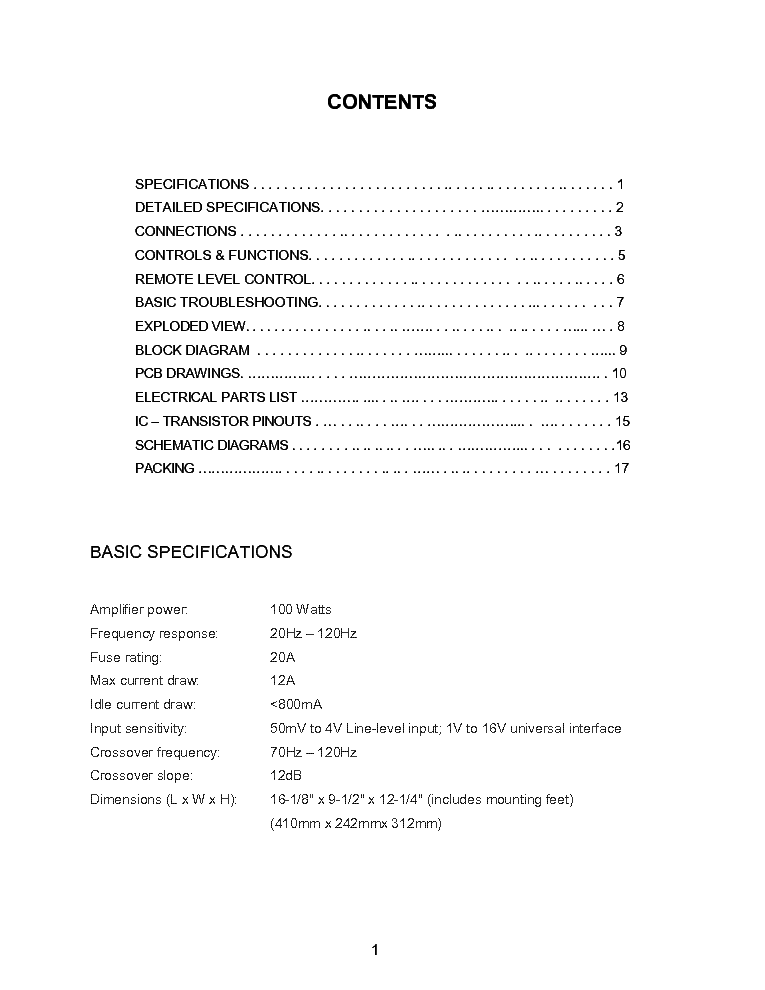 JBL BASSPRO CAR ACTIVE SUBWOOFER REV.0 service manual (2nd page)