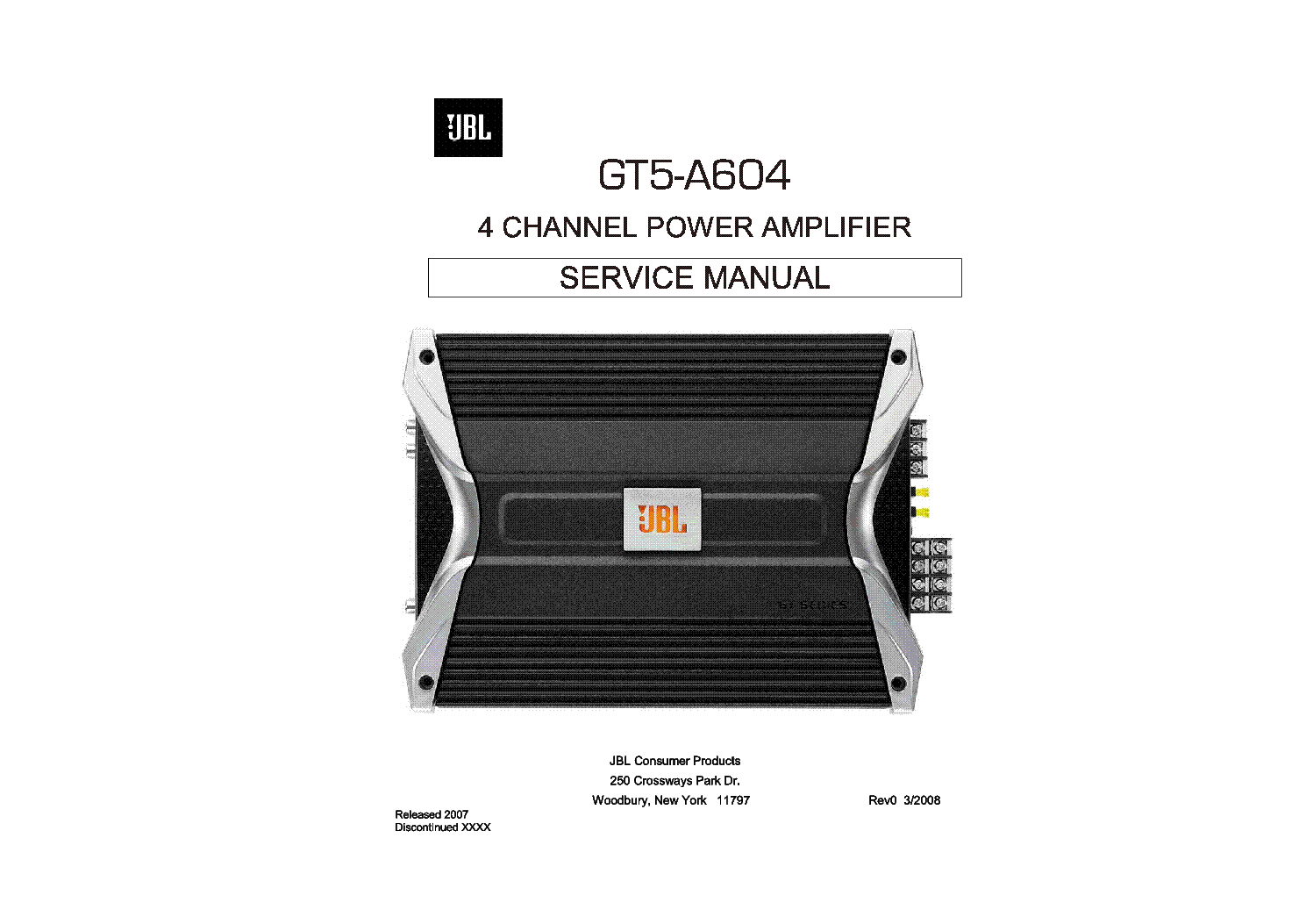 JBL GT5-A604 SM Service download, schematics, eeprom, repair info experts