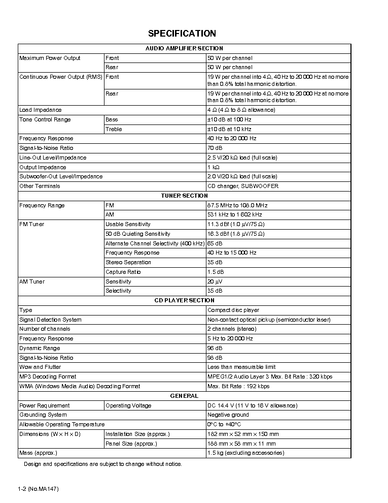 JVC KD-G615 SM Service Manual download, schematics, eeprom, repair info ...