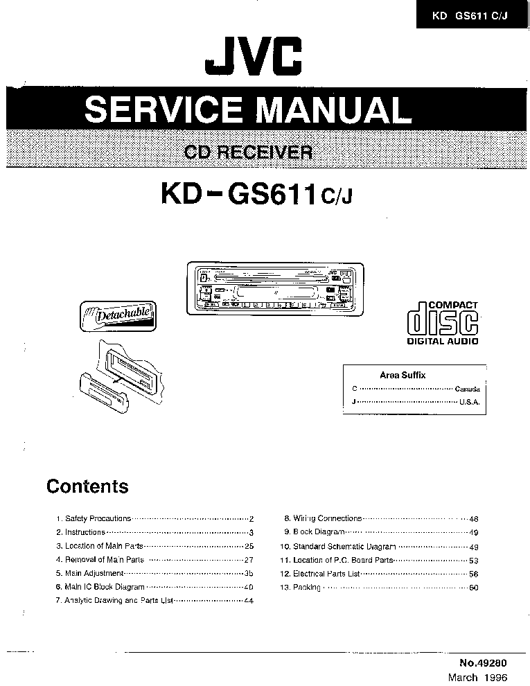 Jvc Kd Gs611c J Sm Service Manual