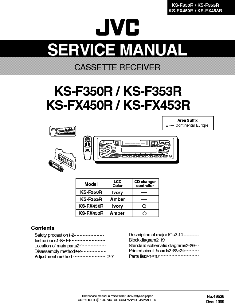 JVC KS-F35R0 F353R KS-FX450R FX453R SM service manual