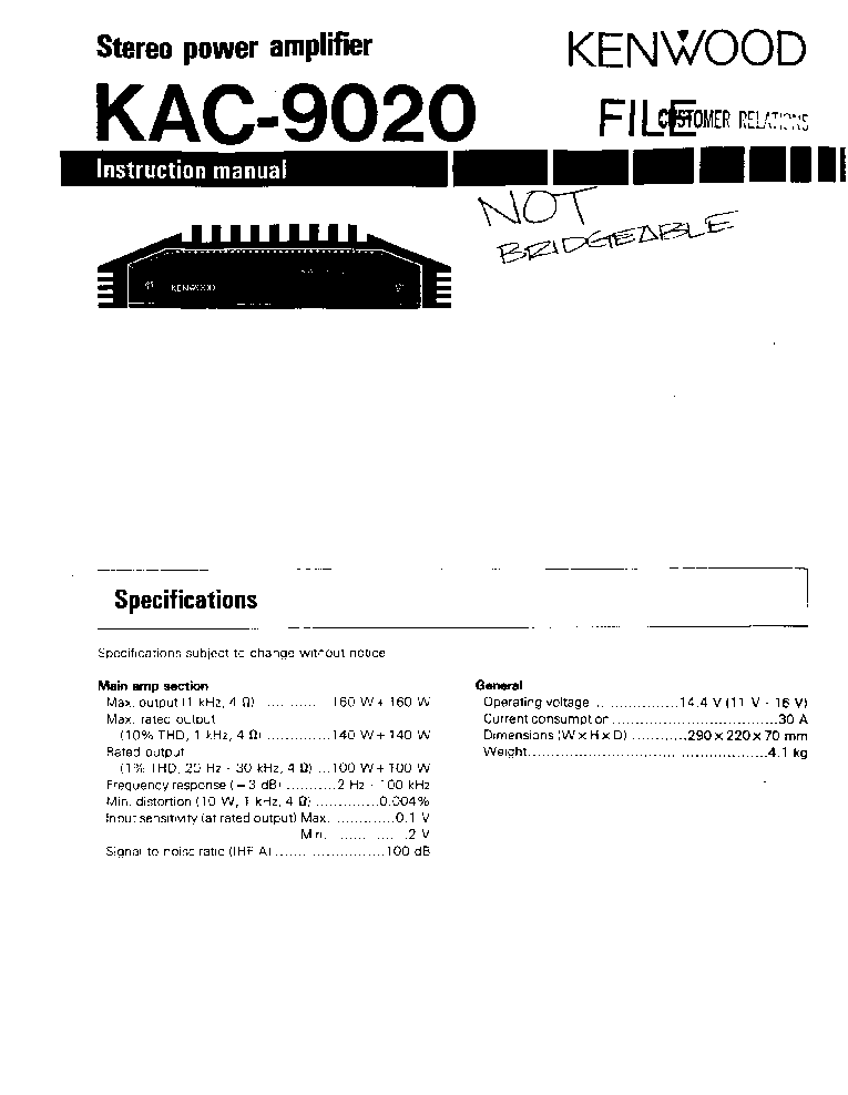 KENWOOD KAC-9020 SM service manual (1st page)