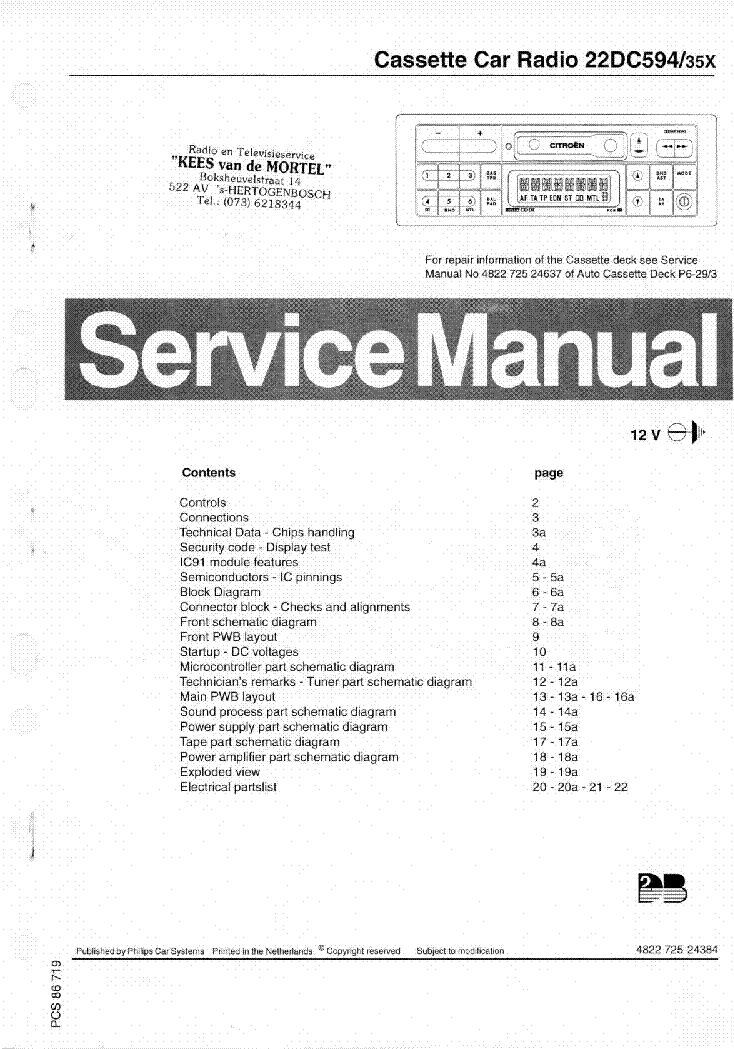 PHILIPS 22DC594-35X SM Service Manual download, schematics, eeprom ...