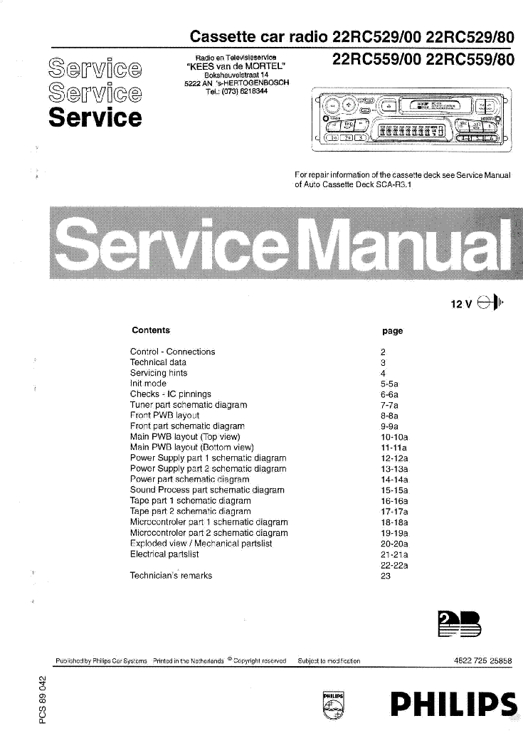 PHILIPS 22RC529-00-80 22RC559-00-80 SM COMPLEET Service Manual download ...