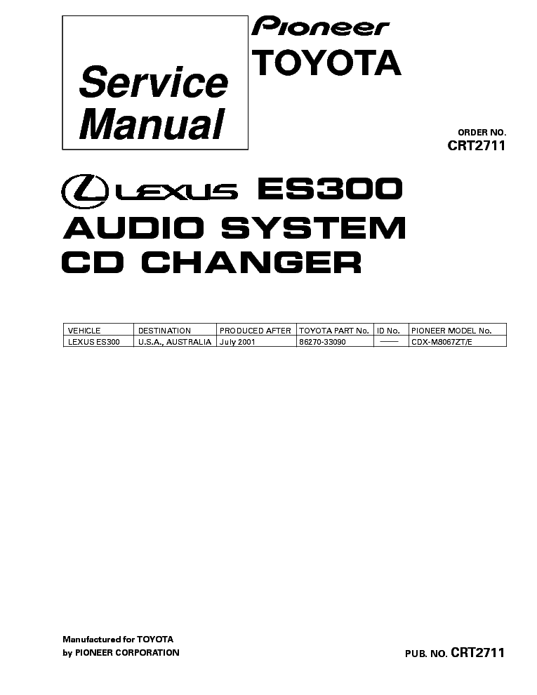 PIONEER AA CDX-M8067 ES300 CAR AUDIO service manual (1st page)