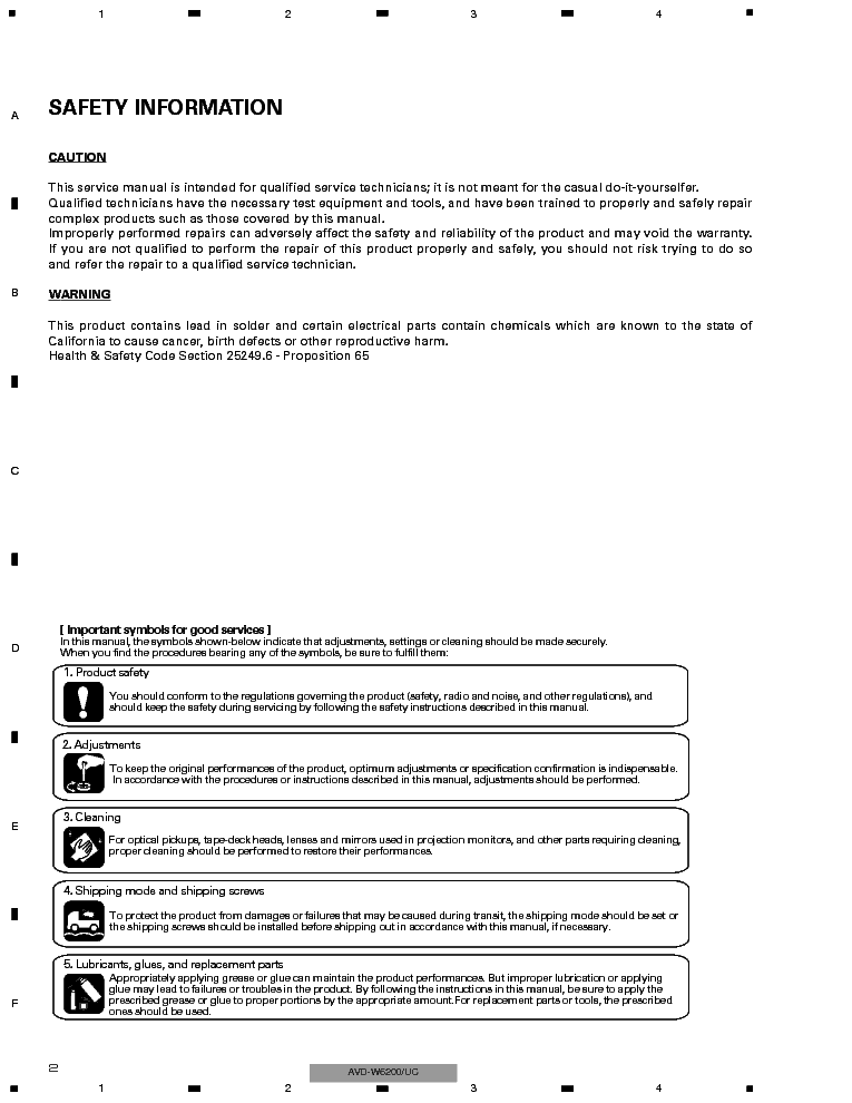 PIONEER AVD-W6200 SM service manual (2nd page)