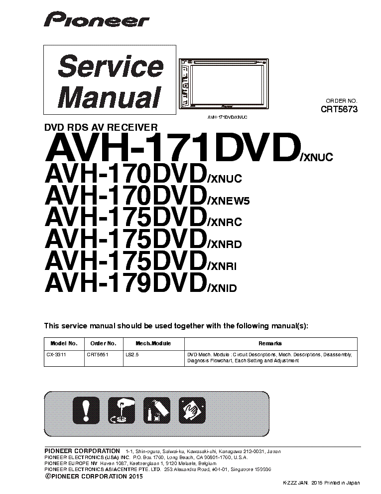 PIONEER AVH-171DVD AVH-170DVD AVH-175DVD AVH-179DVD SM service manual (1st page)