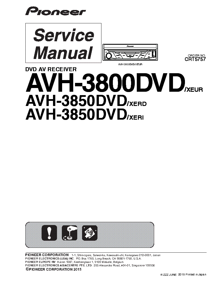 PIONEER AVH-3800DVD AVH-3850DVD service manual (1st page)
