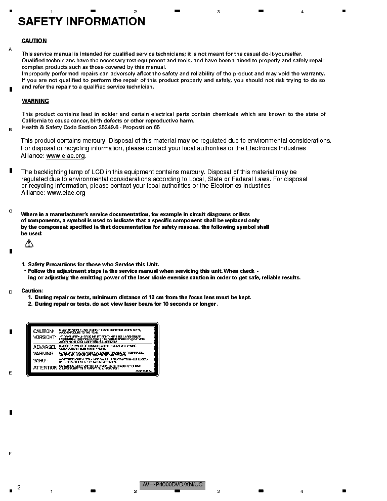 PIONEER AVH-P4000DVD SM service manual (2nd page)