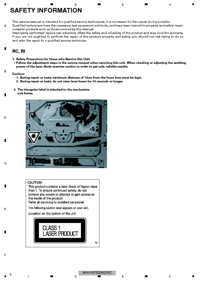PIONEER AVH-P5750DVD service manual (2nd page)