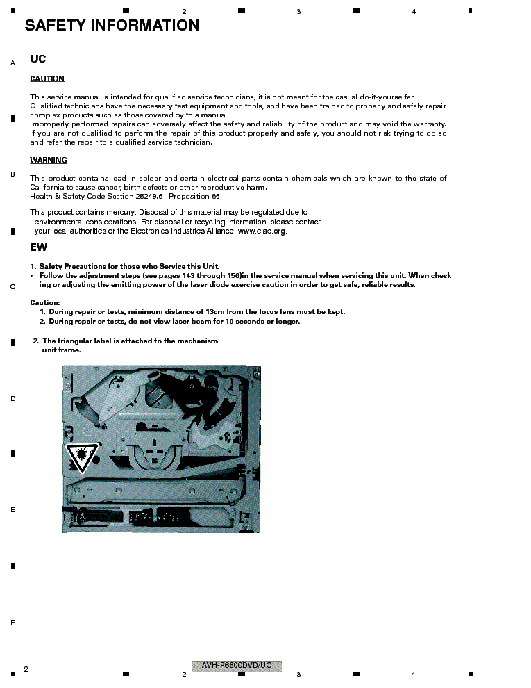 PIONEER AVH-P6600 6650DVD service manual (2nd page)