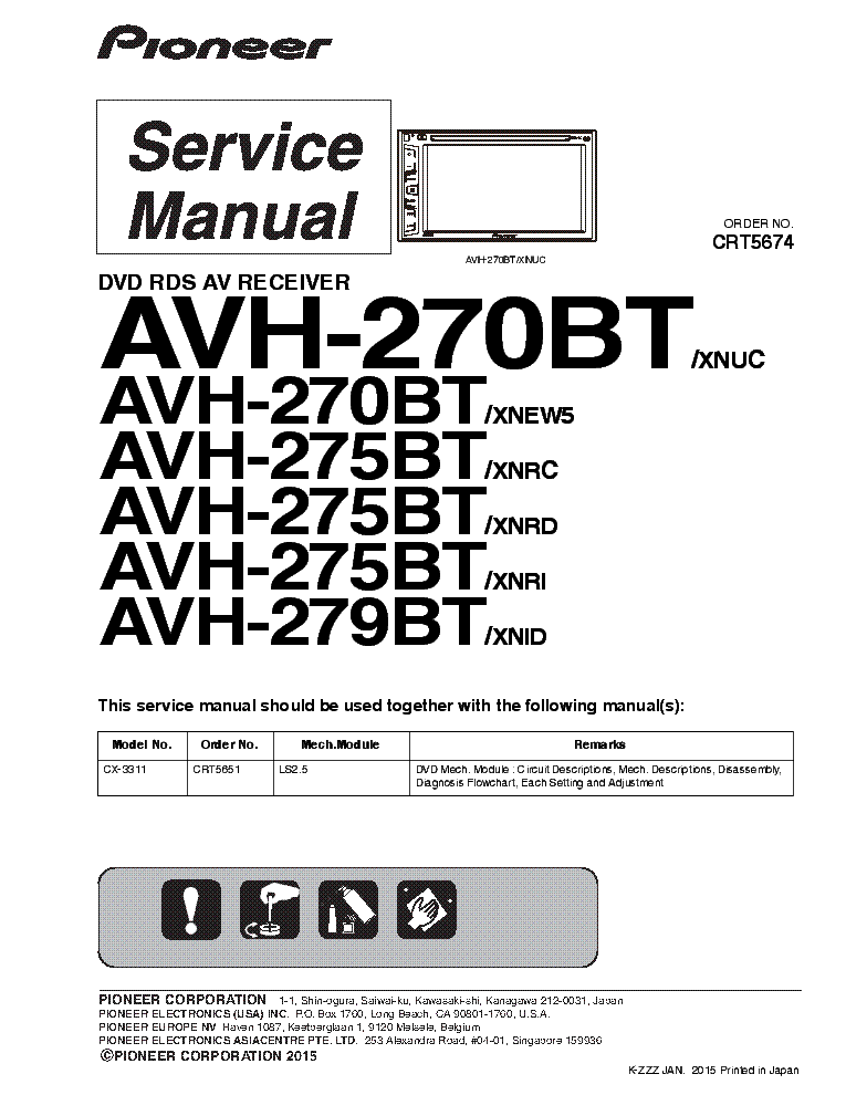 PIONEER AVH-X270BT AVH-X275BT AVH-X279BT SM service manual (1st page)