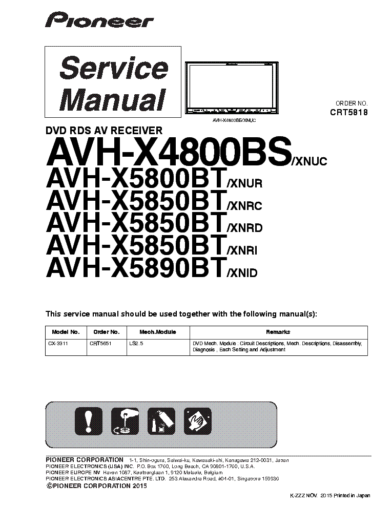 Pioneer AVH-X8800BT X8850BT X8890BT Reset Password Removal Unlock Issue Recovery