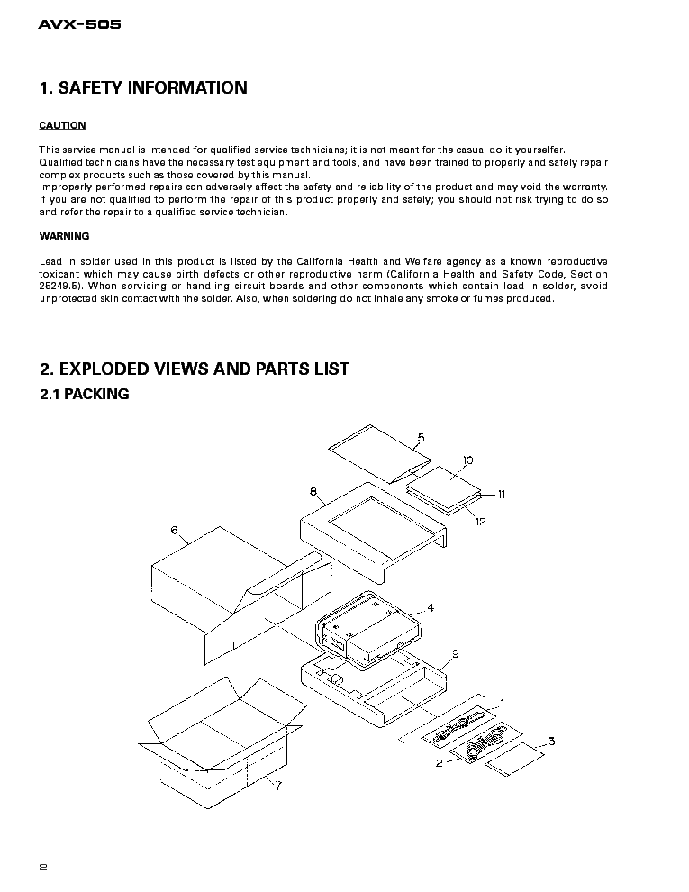 PIONEER AVX-505 service manual (2nd page)