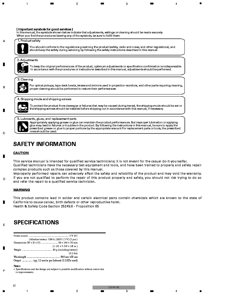 PIONEER CD-R11 REMOTE-CONTROL SM service manual (2nd page)