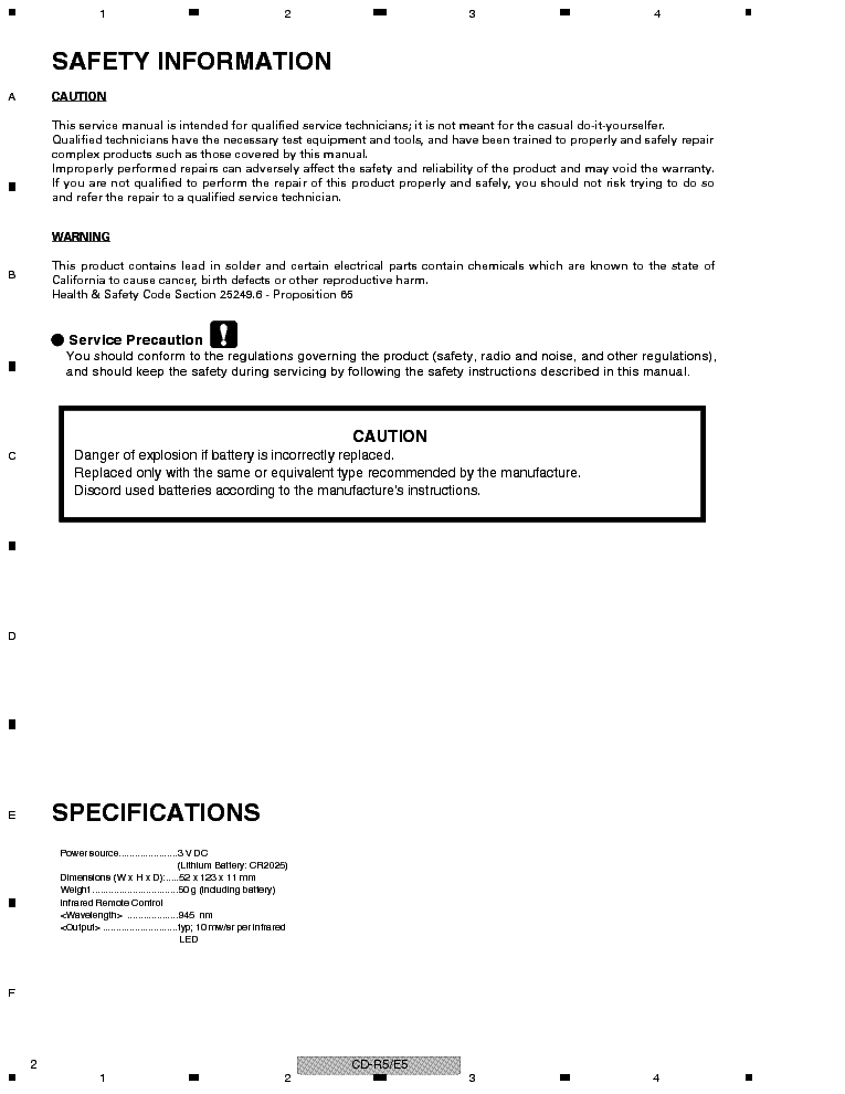 PIONEER CD-R5 REMOTE-CONTROLLER service manual (2nd page)