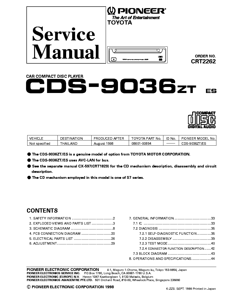PIONEER CDS-9036 service manual (1st page)